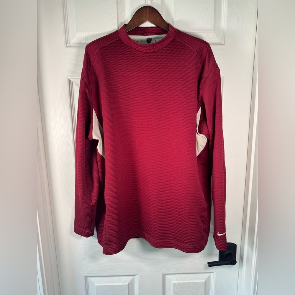 Nike Gold Dri Fit Waffle Weave Long Sleeve Sweat Shirt Layer Size Large Men’s